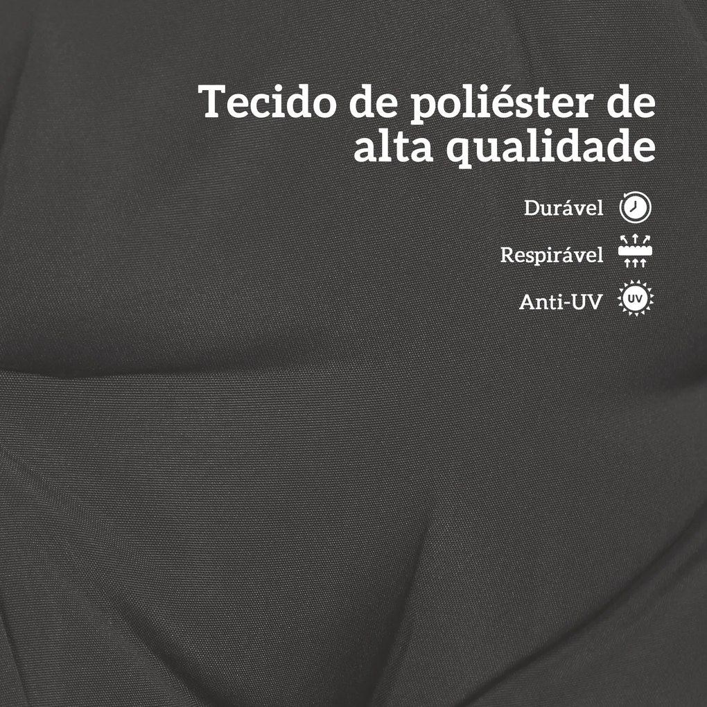 Almofada para Banco de Jardim ou para Baloiço de Jardim (NÃO INCLUIDOS) 120x110x12 cm de 2 Lugares com 6 Cordões de Fixação Preto