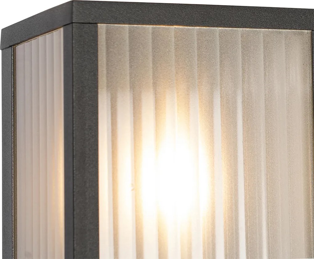 Candeeiro de Parede Exterior Preto com Vidro Acobrelado IP44 - Charlois
