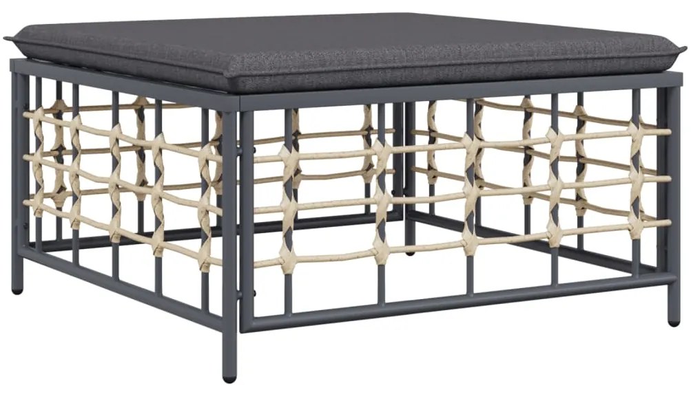 5 pcs conjunto lounge de jardim c/ almofadões vime PE antracite