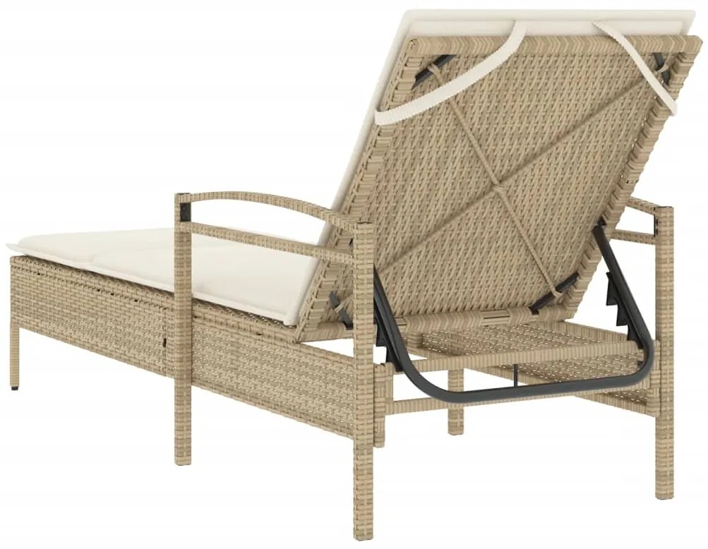 Espreguiçadeira com almofadão 63x200x81 cm vime PE bege