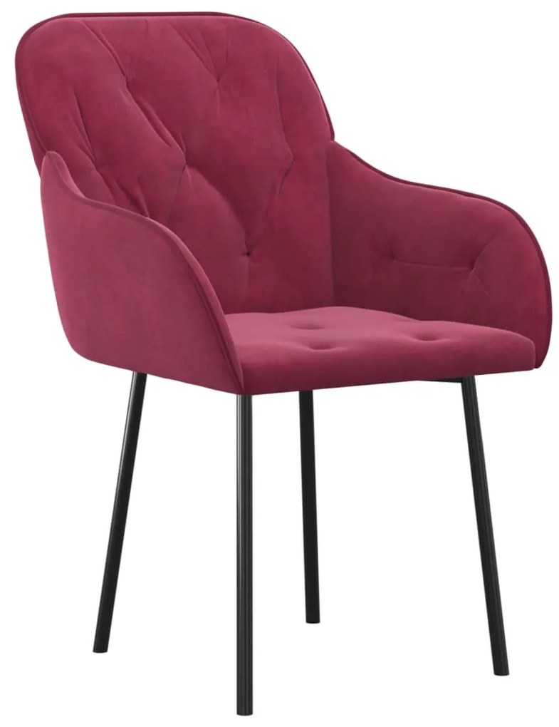 Cadeiras de jantar 2 pcs veludo vermelho tinto