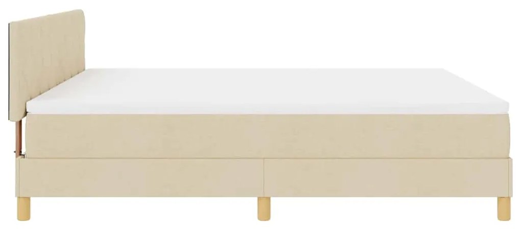Cama Box Spring com Colchão &amp; LED Creme 180x200 cm Tecido