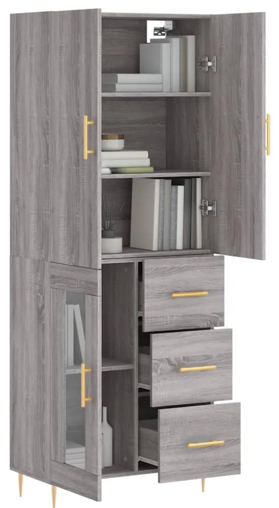 Armário alto 69,5x34x180 cm derivados de madeira sonoma cinza