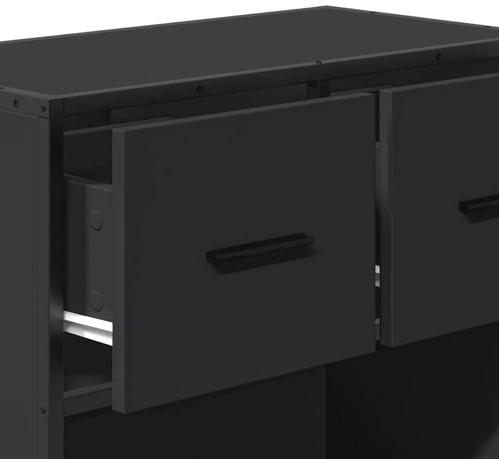 Mesa de cabeceira 60x31x60 cm madeira e metal preto
