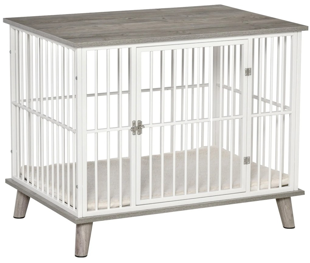 PawHut Gaiola para Cães de Madeira 86x60x70cm Gaiola para Cães com Ban