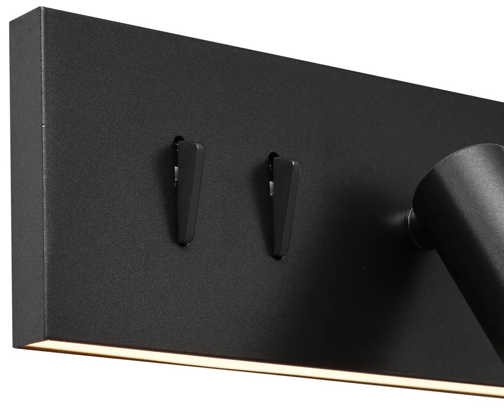 Candeeiro de Parede Moderno Preto Ajustável com USB-C incl. LED - Modric