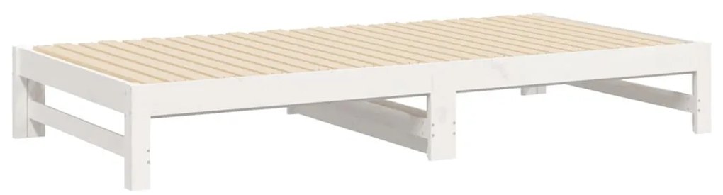 Sofá-cama de puxar 2x(100x200) cm madeira pinho maciça branco