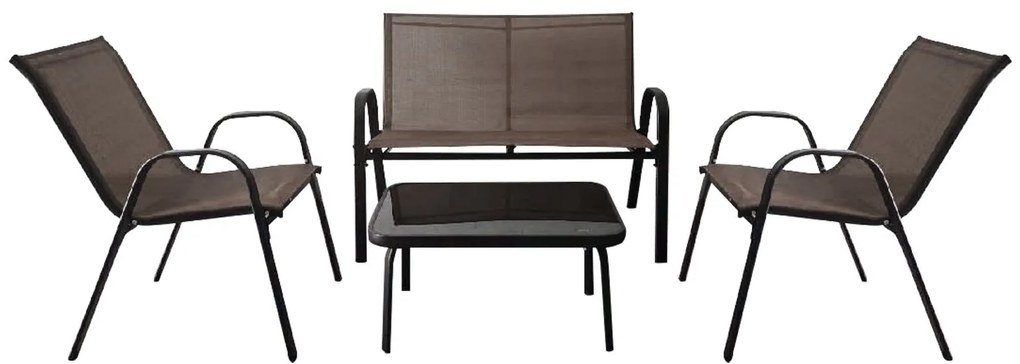 Conjunto de 4 móveis de jardim com mesa de centro, 51 x 71 x 35 cm, cinza