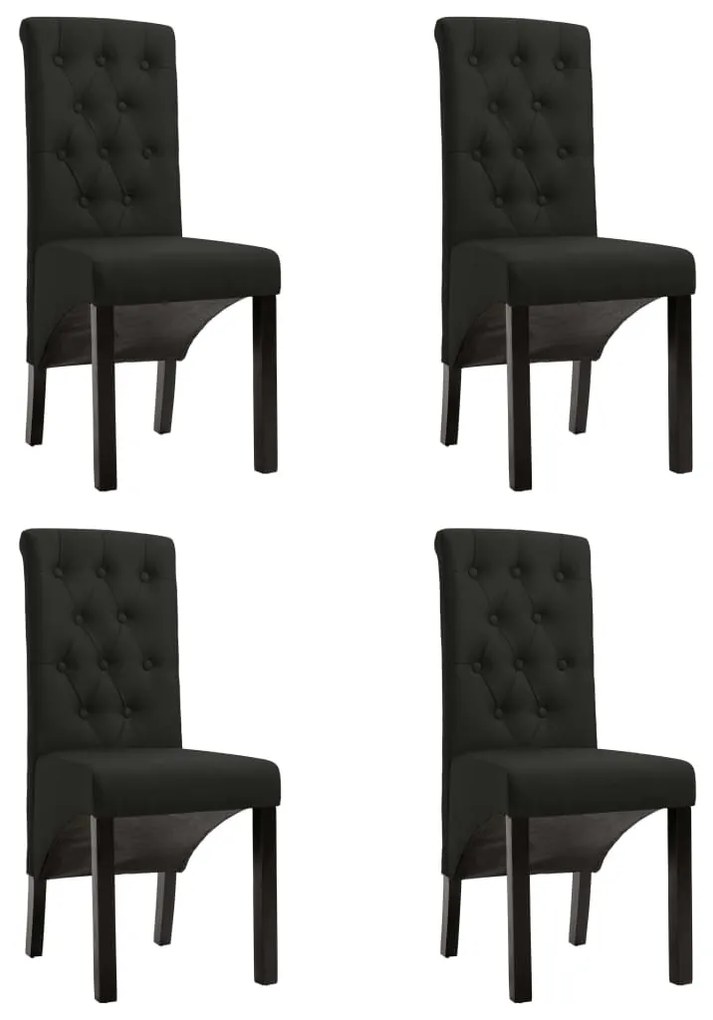 Cadeiras de jantar 4 pcs tecido preto