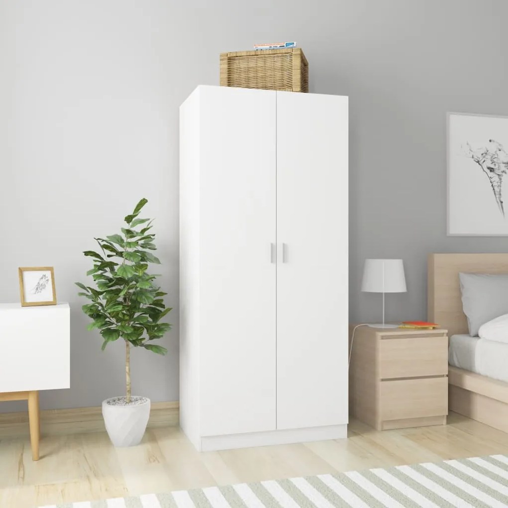 800621 vidaXL Roupeiro 80x52x180 cm contraplacado branco