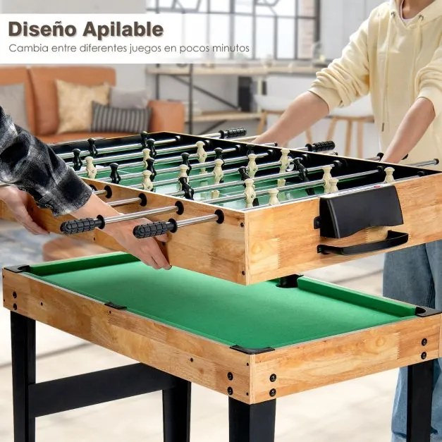 Mesa Multijogos para crianças 10 em 1 com matriquilhos, Mesa Hóquei, ping pong, Bilhar Shuffleboard Boliche Xadrez Cartas Damas Multicolor