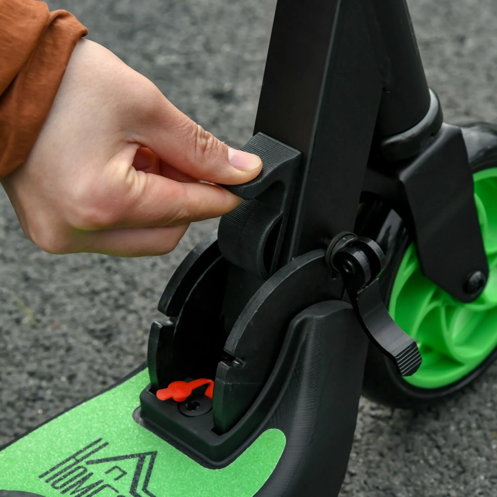 HOMCOM Trotinete Elétrica para Crianças acima de 6 Anos Trotinete Elétrica Dobrável com Altura Ajustável Bateria 24V Velocidade Máxima 8km/h Carga Máxima 50kg 71x36,5x75-80cm Verde