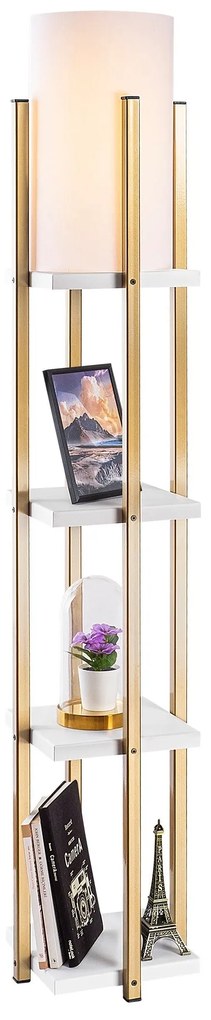 Candeeiro de Pé 7119 – Branco e Dourado – 25 x 25 x 130 cm