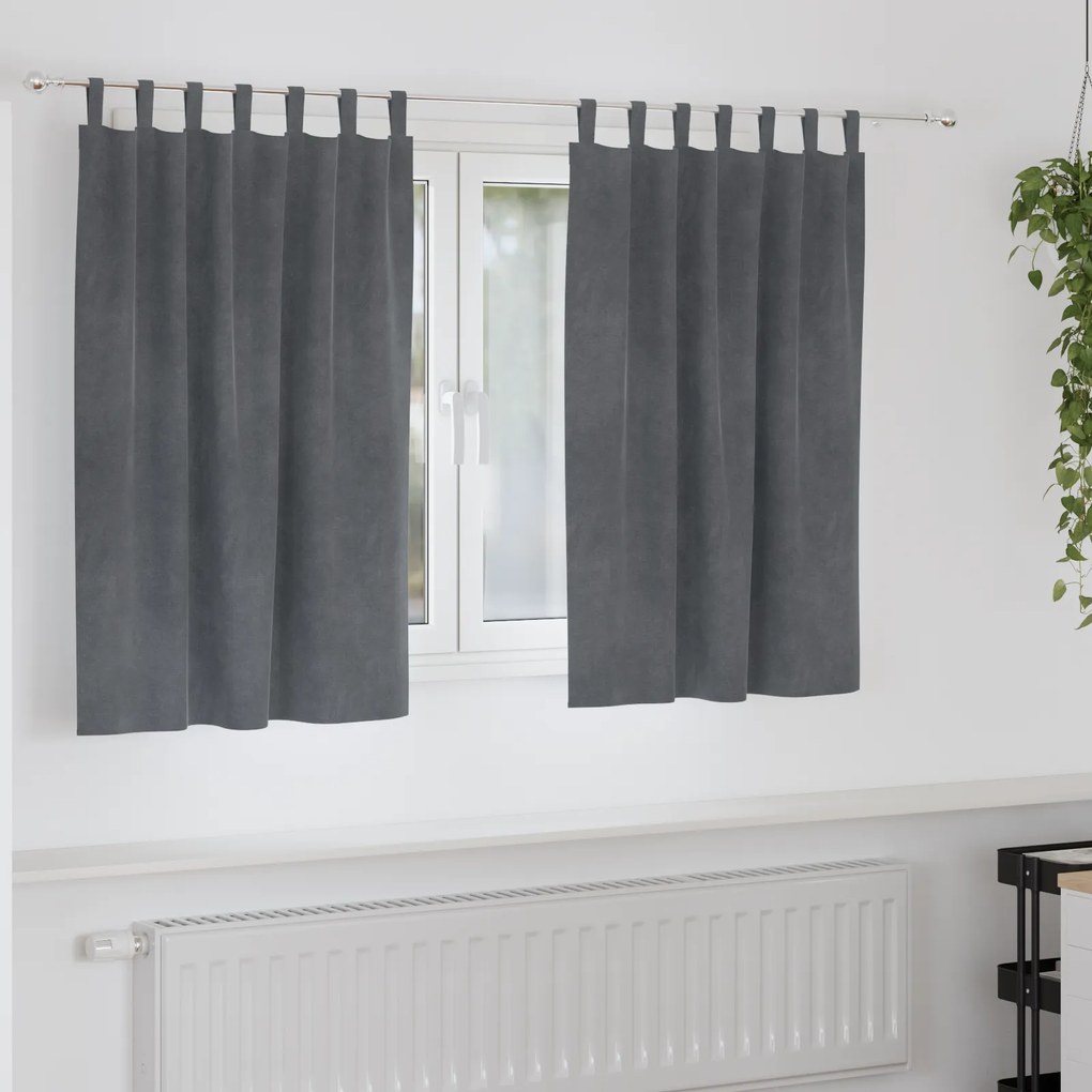 Cortinas Blackout vidaXL com Laços de Pendurar 2 pcs Veludo Cinza Claro Super Leve