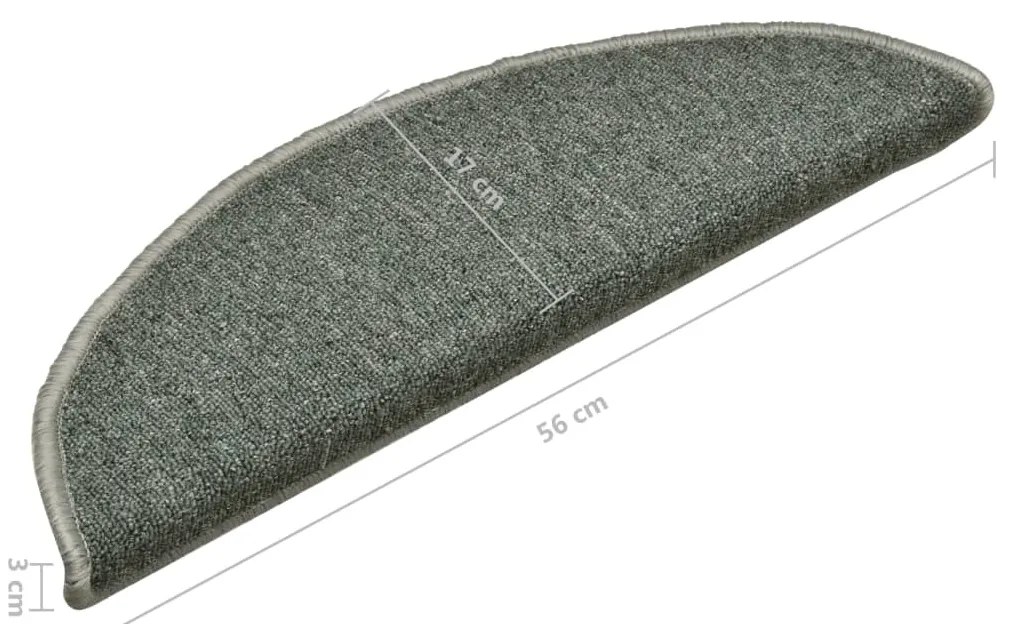 Tapete/carpete para degraus 15 pcs 56x17x3 cm verde-escuro