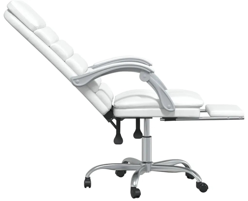 Cadeira escritório massagens reclinável couro artificial branco