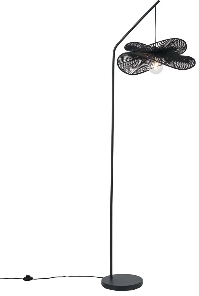 Candeeiro de pé Art Déco preto com abajur preto - Nest