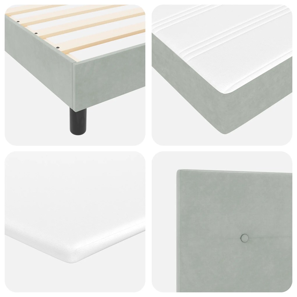Cama Box com Colchão vidaXL Cinza Claro 140x190 cm Veludo