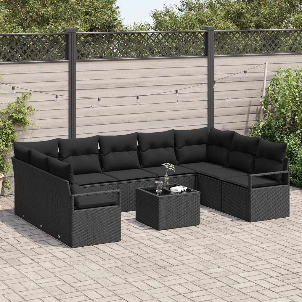 Conjunto de Sofá de Jardim vidaXL de 10 Peças com Almofadas Bege de Vi
