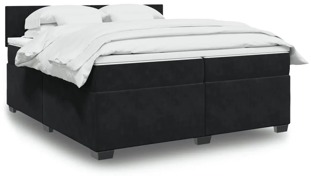 vidaXL Cama com molas/colchão 200x200 cm veludo preto