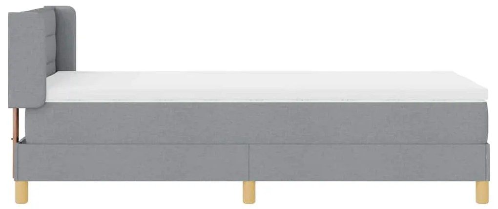 Cama Box com Colchão em Cinza Claro, 90 x 200 cm, Têxtil.