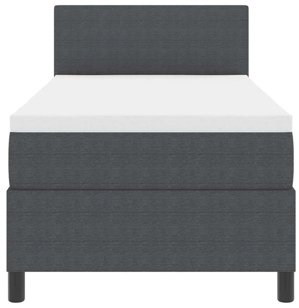 Cama Box Spring com Colchão &amp; LED Cinza Escuro 80x200 cm Tecido de Vel