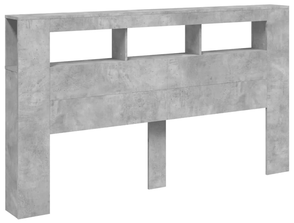 Cabeceira c/ LEDs 180x18,5x103,5 cm cinzento-cimento