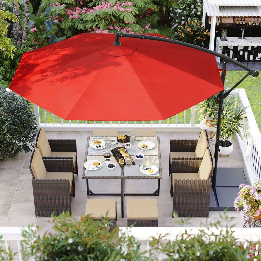 Guarda-sol com 300 cm de diâmetro e base cruzada (SEM PESOS), com proteção UV até UPF 50+ Vermelho
