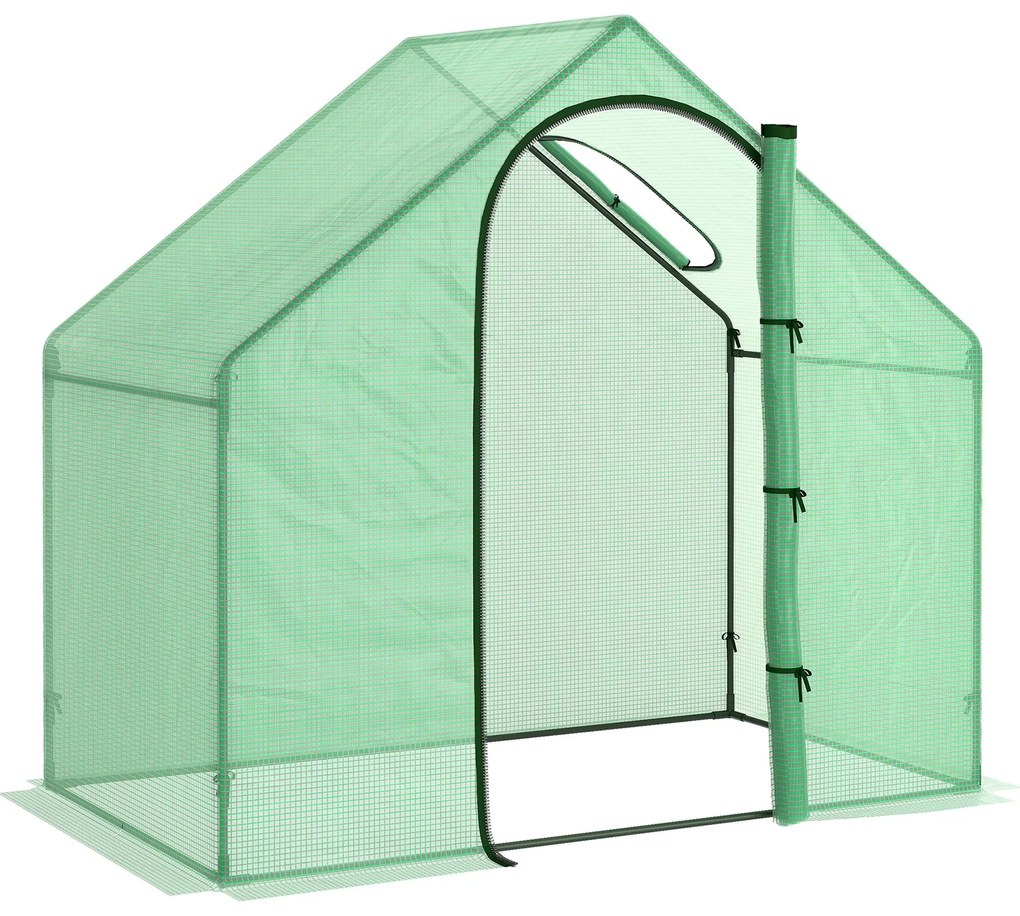 Estufa Transparente de Jardim 180x100x168 cm Estufa de Jardim com Porta Enrolável e Estrutura de Aço Verde