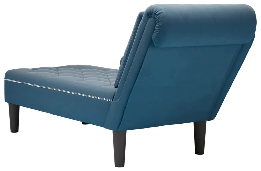 Chaise lounge c/ almofada/apoio de braços direito veludo azul