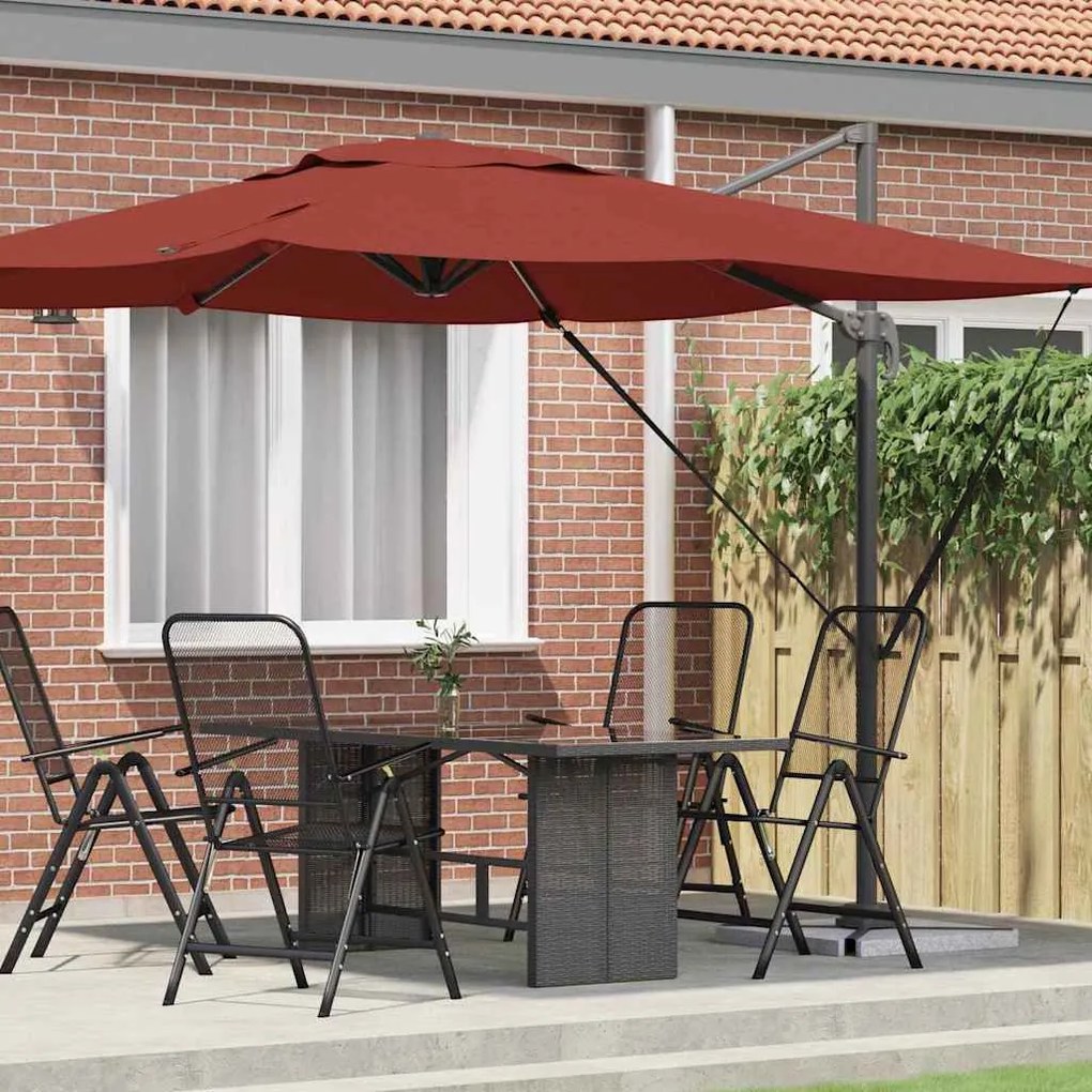 vidaXL Parasol Roma Vermelho 286 x 285 x 265 cm Poliéster, Alumínio