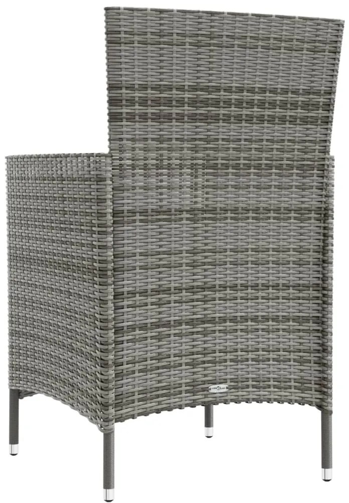 Conjunto jantar p/ exterior com almofadões 3 pcs vime cinzento