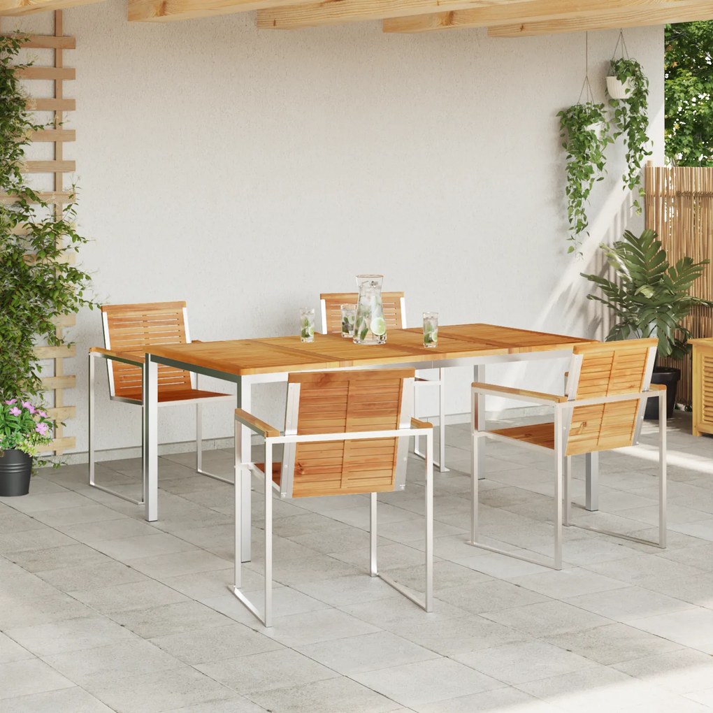 Conjunto de Jantar de Jardim de 5 Peças em Madeira de Teca
