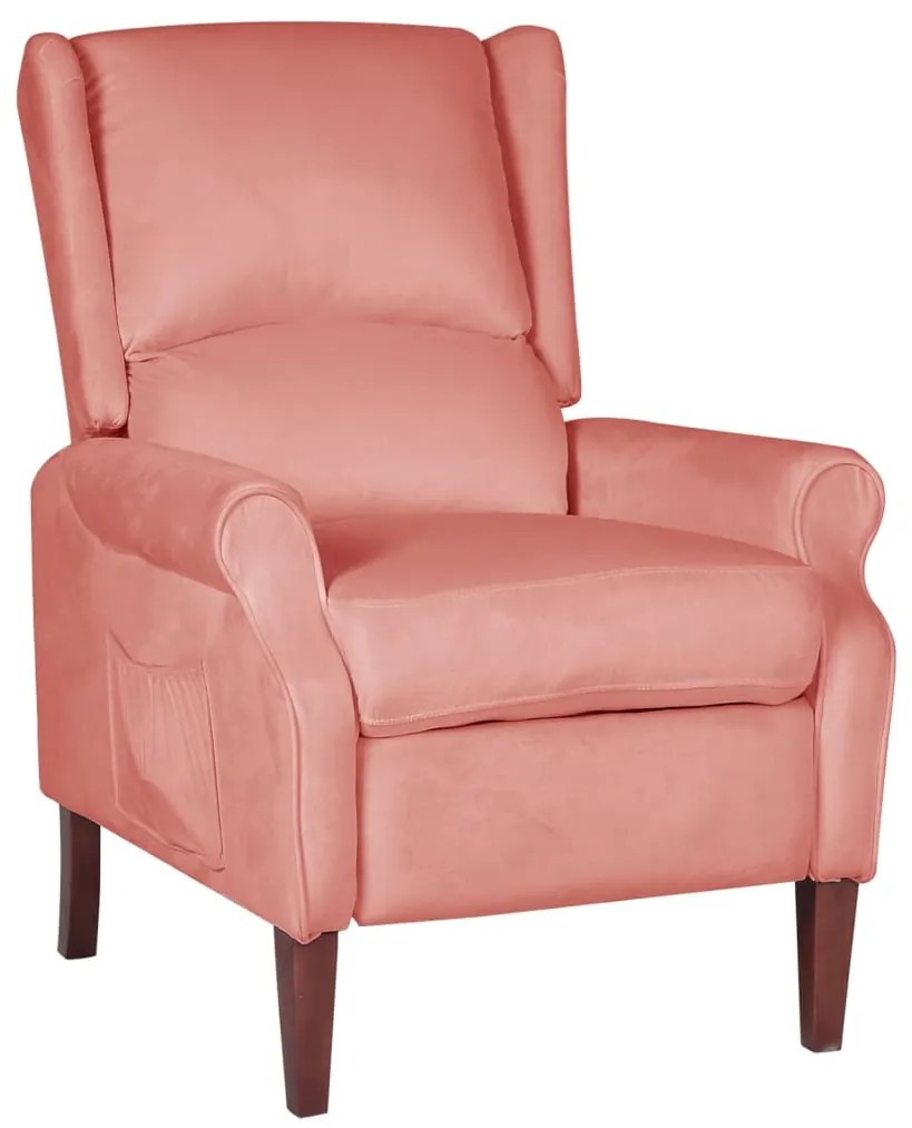 vidaXL Poltrona reclinável veludo cor-de-rosa