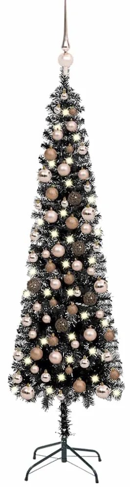vidaXL Árvore de Natal pré-iluminada fina com bolas 120 cm preto