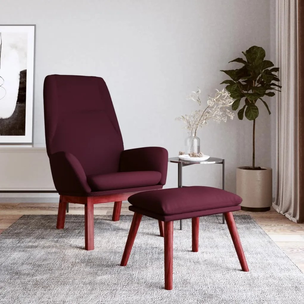 vidaXL Cadeira de descanso com apoio de pés tecido roxo