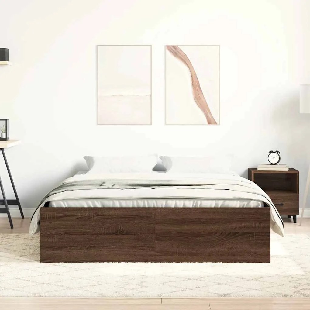 Estrutura de cama 140x190 cm carvalho castanho