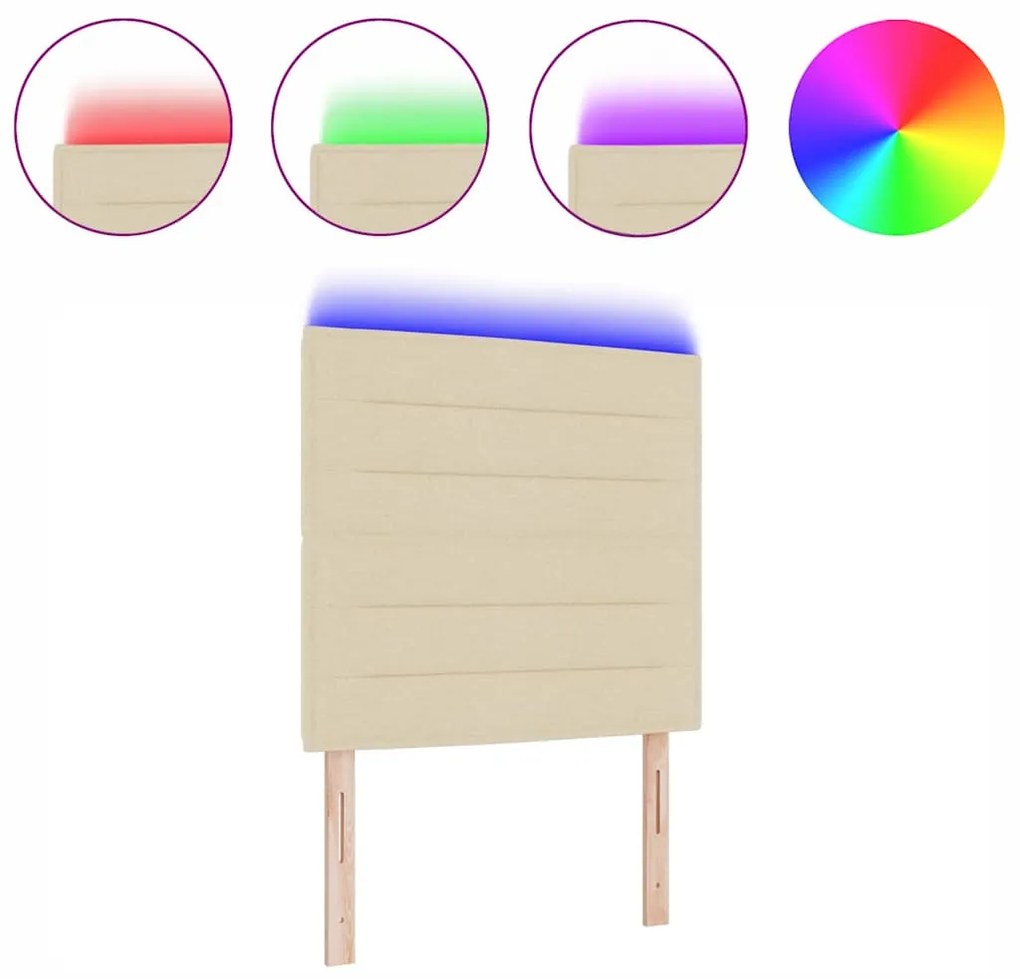 Cabeceira LED Design Linhas Creme 100 cm Tecido