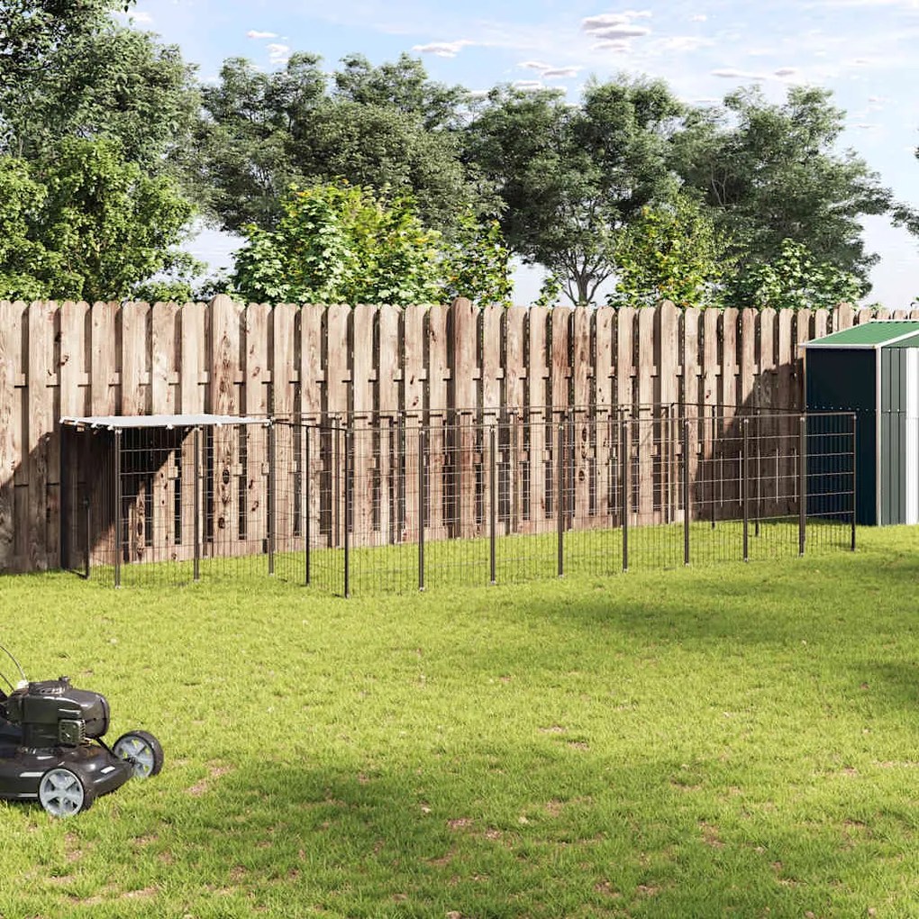 vidaXL Canil 10,89 m² aço preto