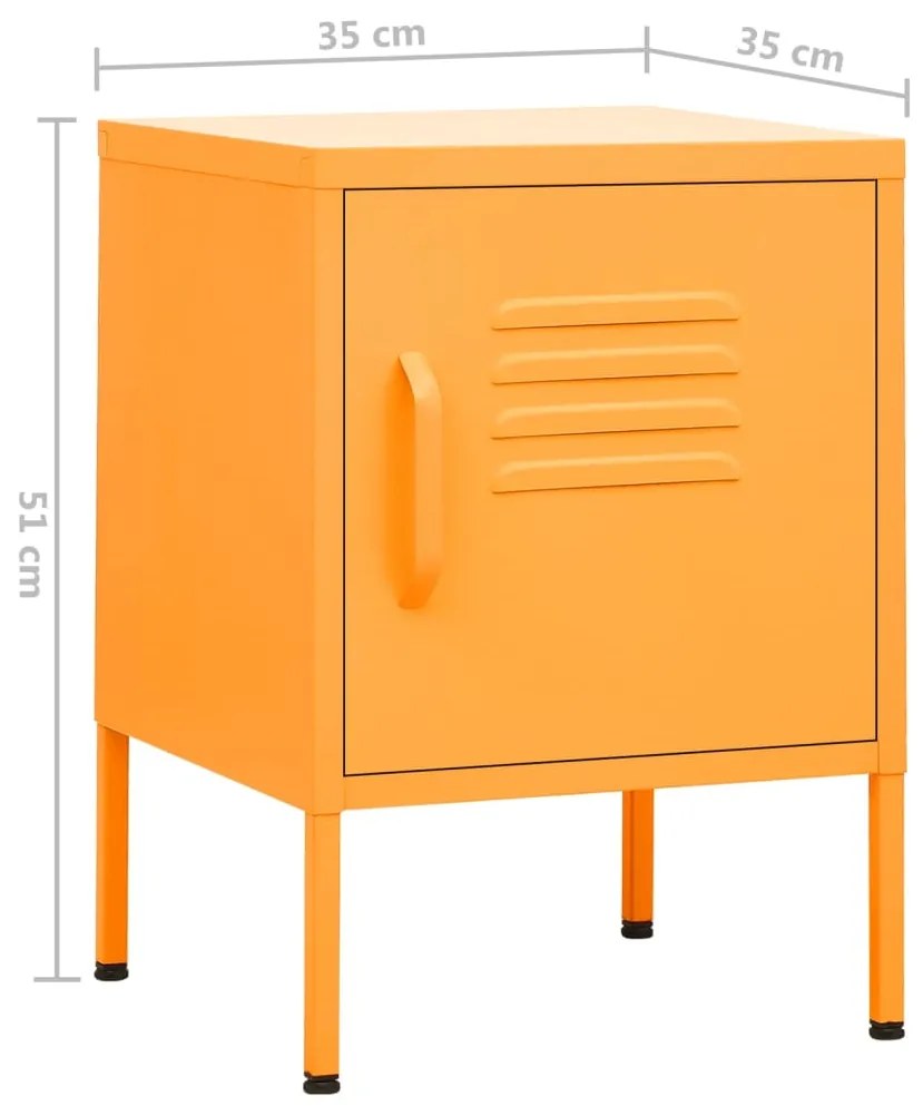 Mesa de cabeceira 35x35x51 cm aço amarelo mostarda