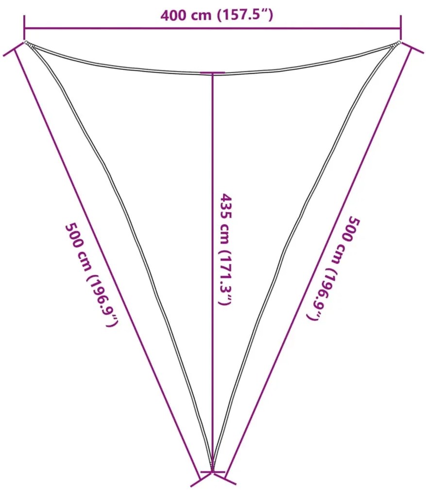 Para-sol estilo vela 160 g/m² 4x5x5 m PEAD castanho