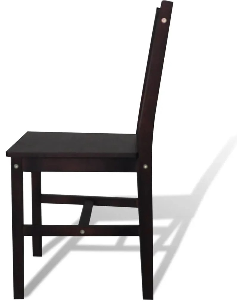 Cadeiras de jantar 2 pcs madeira de pinho castanho-escuro