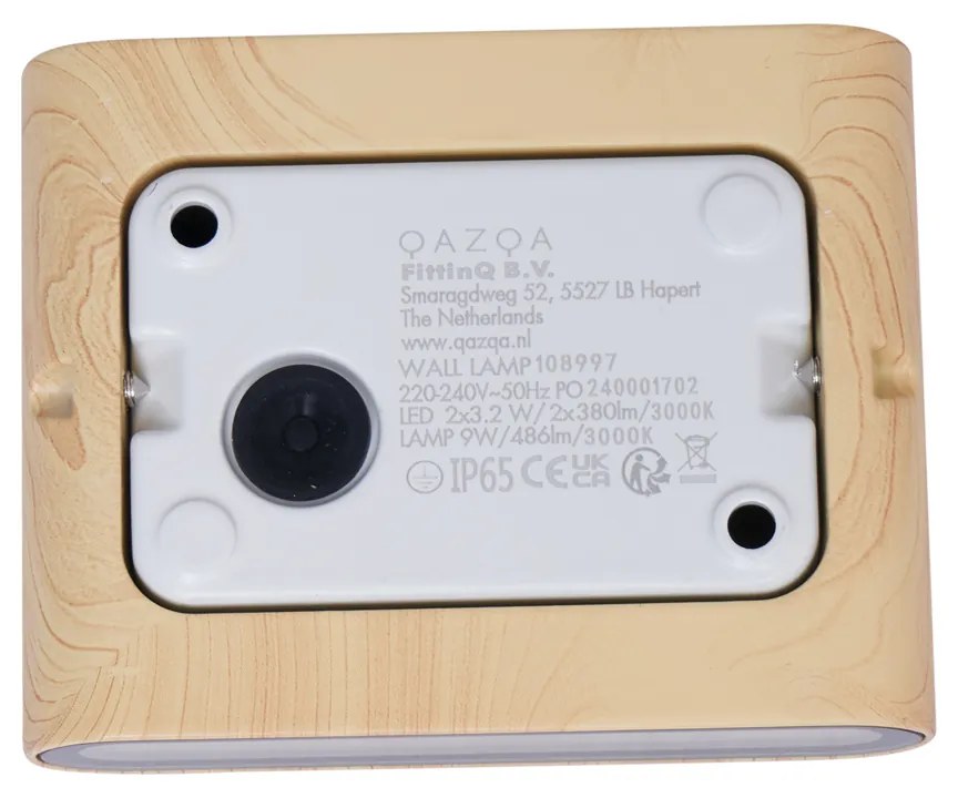 Candeeiro de Parede Exterior Escandinavo Efeito Madeira 11,5cm Incl. LED IP65 - Batt