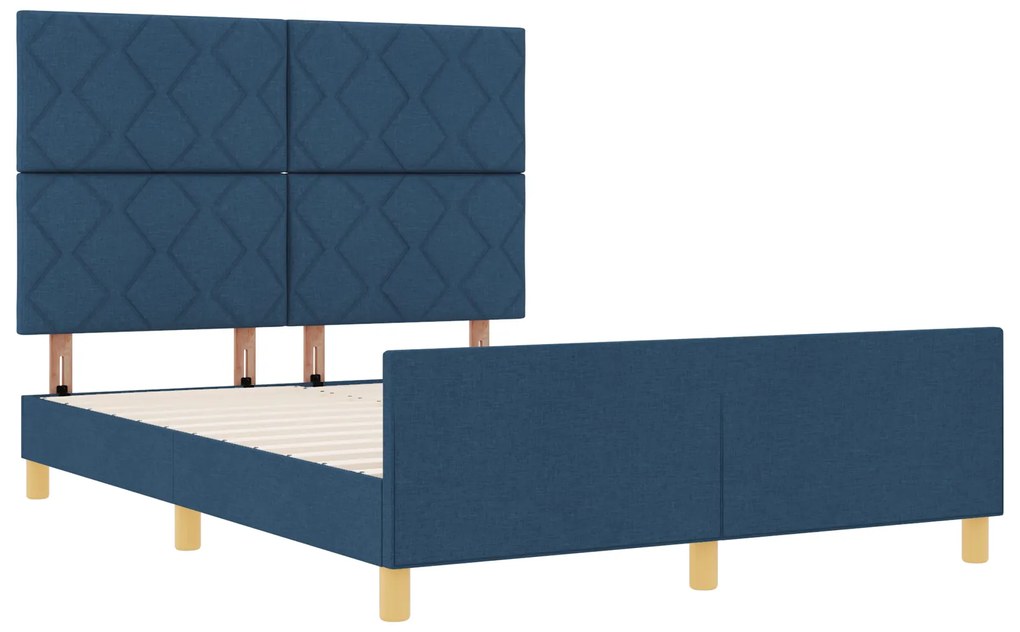 Estrutura de Cama vidaXL Azul 140x190 cm Tecido