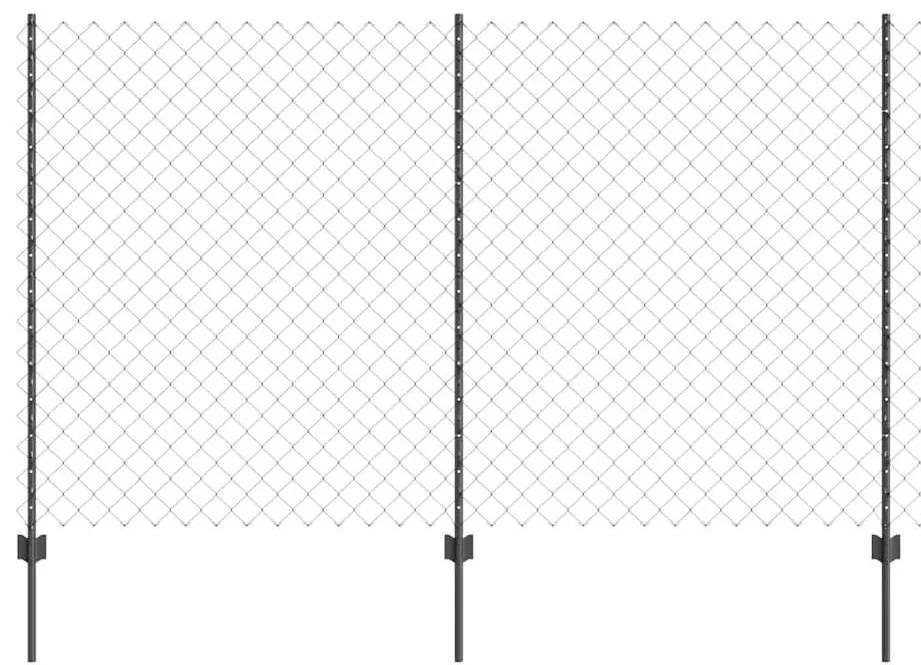 Cerca de Cadeado com 44 Postes em U Cinza 1.4x25 m Aço