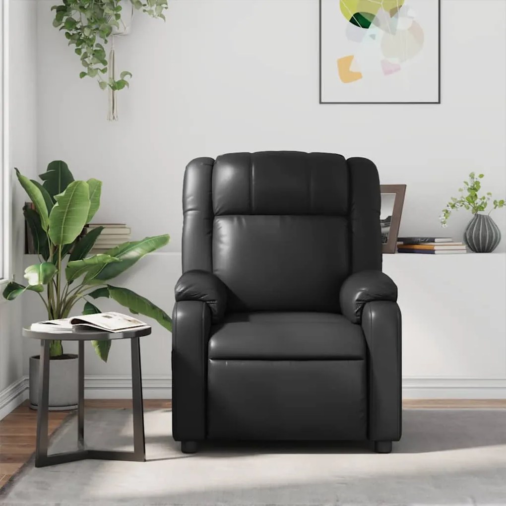 Poltrona de massagens reclinável couro artificial preto