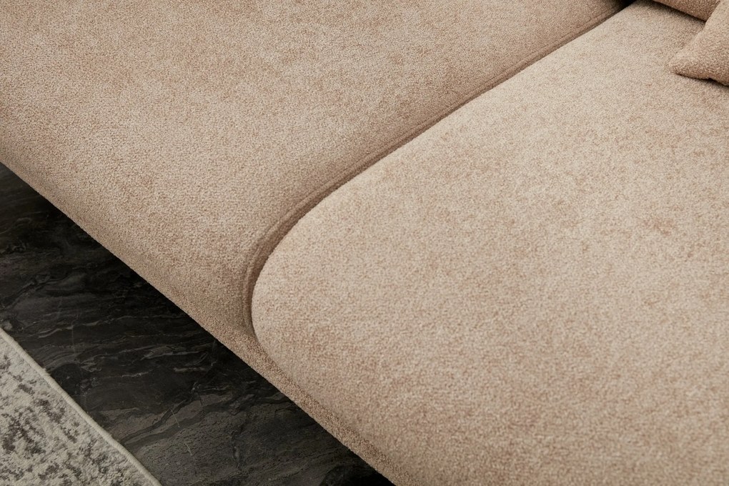 Sofá-Cama de Canto Simena – Bege Dourado – 266x133 cm