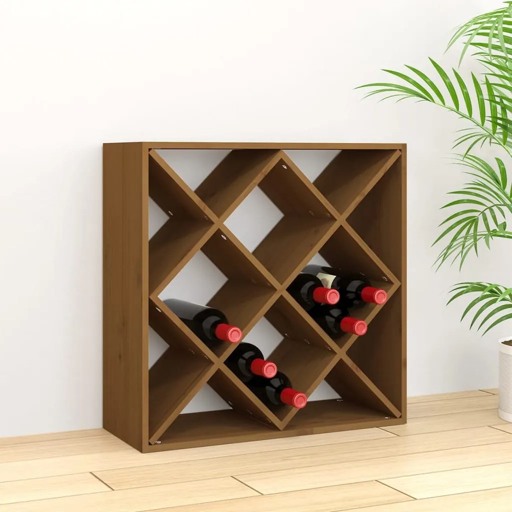 821545 vidaXL Garrafeira 62x25x62 cm madeira de pinho maciça castanho mel