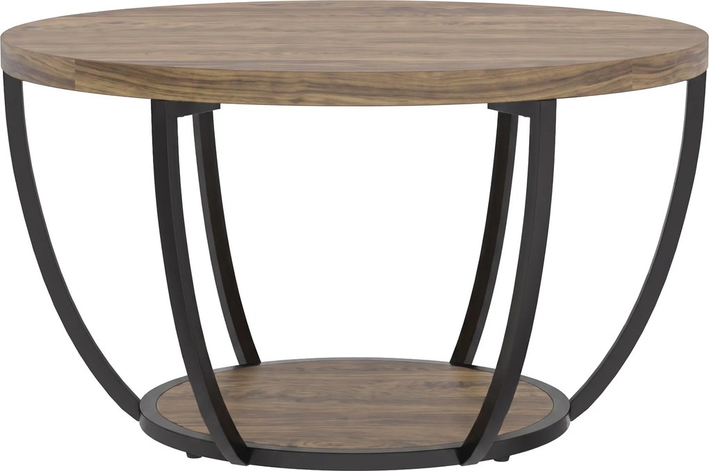 HOMCOM Mesa de centro com 2 níveis, mesa de sala 80 x 80 x 43,8 cm, Castanho/Preto | Aosom Portugal
