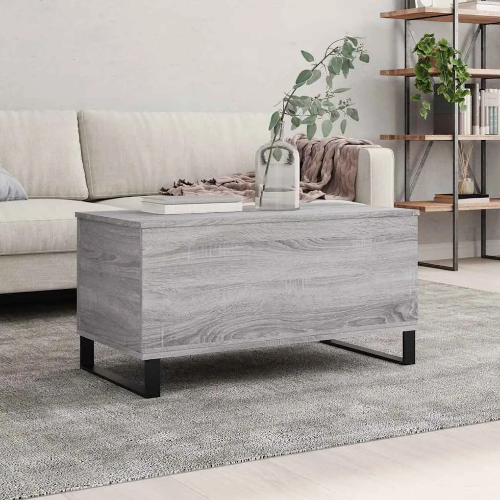 vidaXL Mesa de centro 90x44,5x45 cm derivados de madeira cinza sonoma
